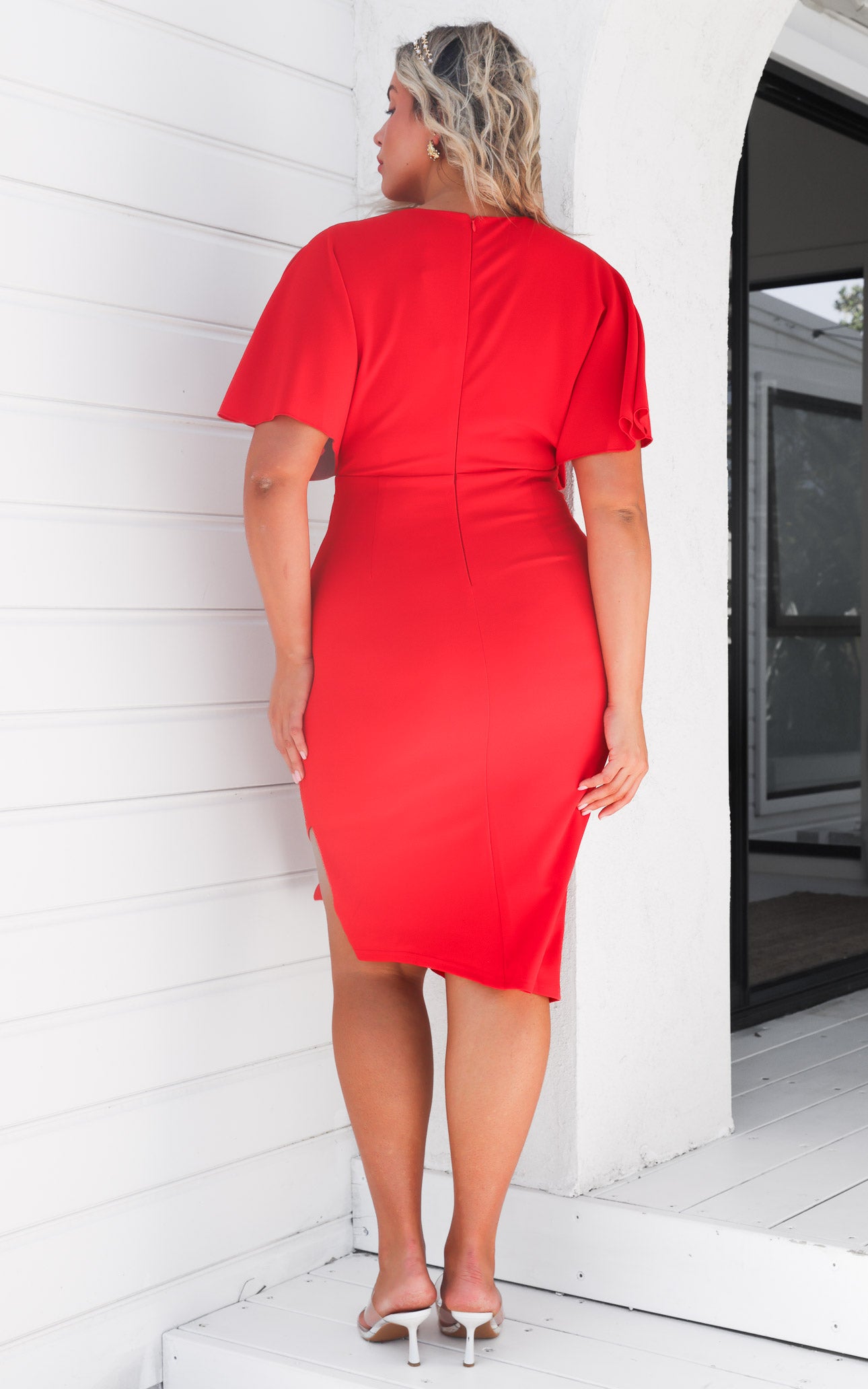 Indra Midi Dress - Scarlet Red