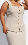 Inez Vest Top - Beige