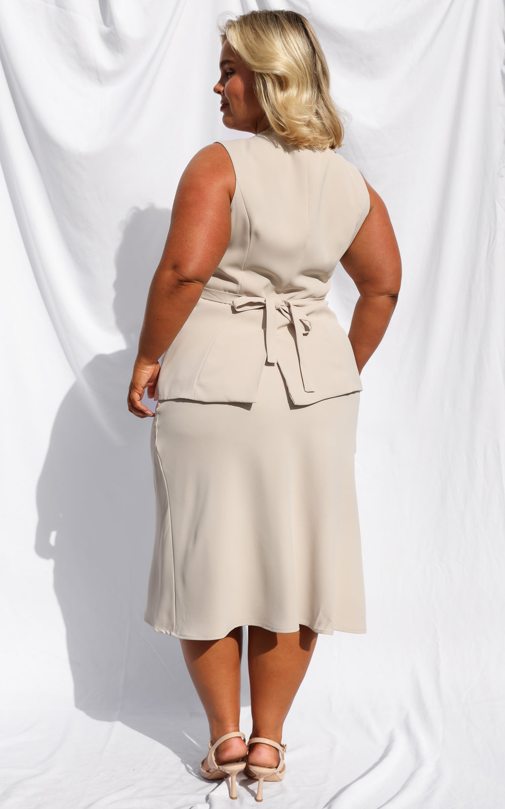 Inez Midi Skirt - Beige