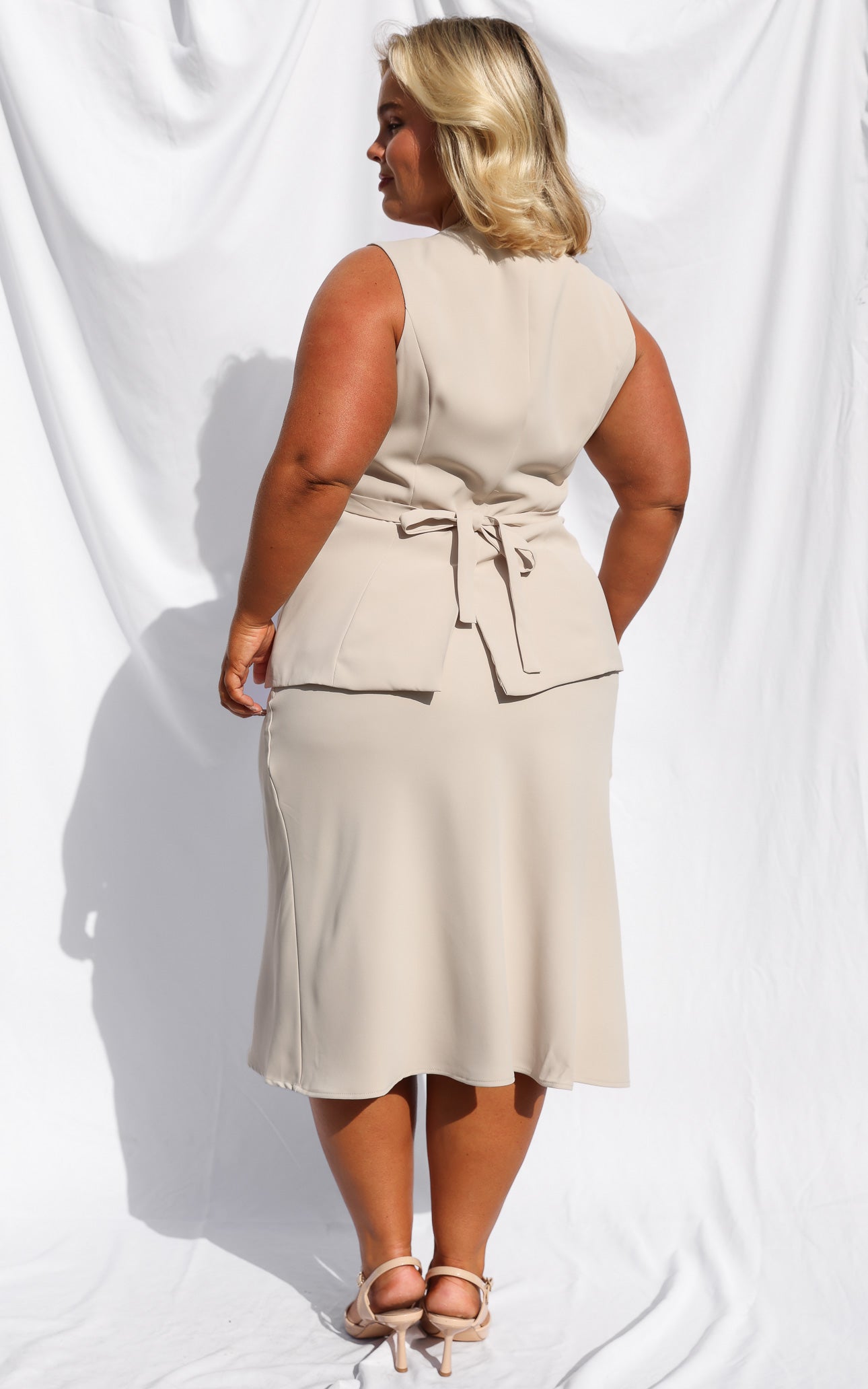 Inez Midi Skirt - Beige