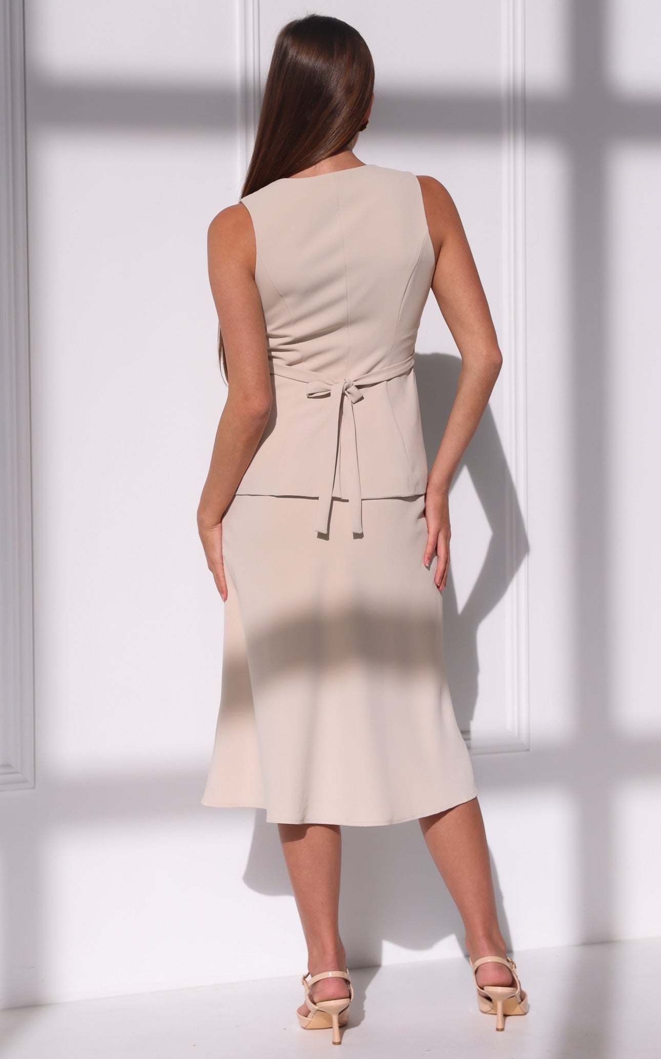 Inez Midi Skirt - Beige