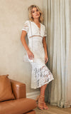 Invitation Lace Midi Dress - White