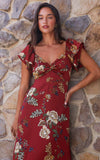 In The Sky Maxi Dress - Wine Red Floral