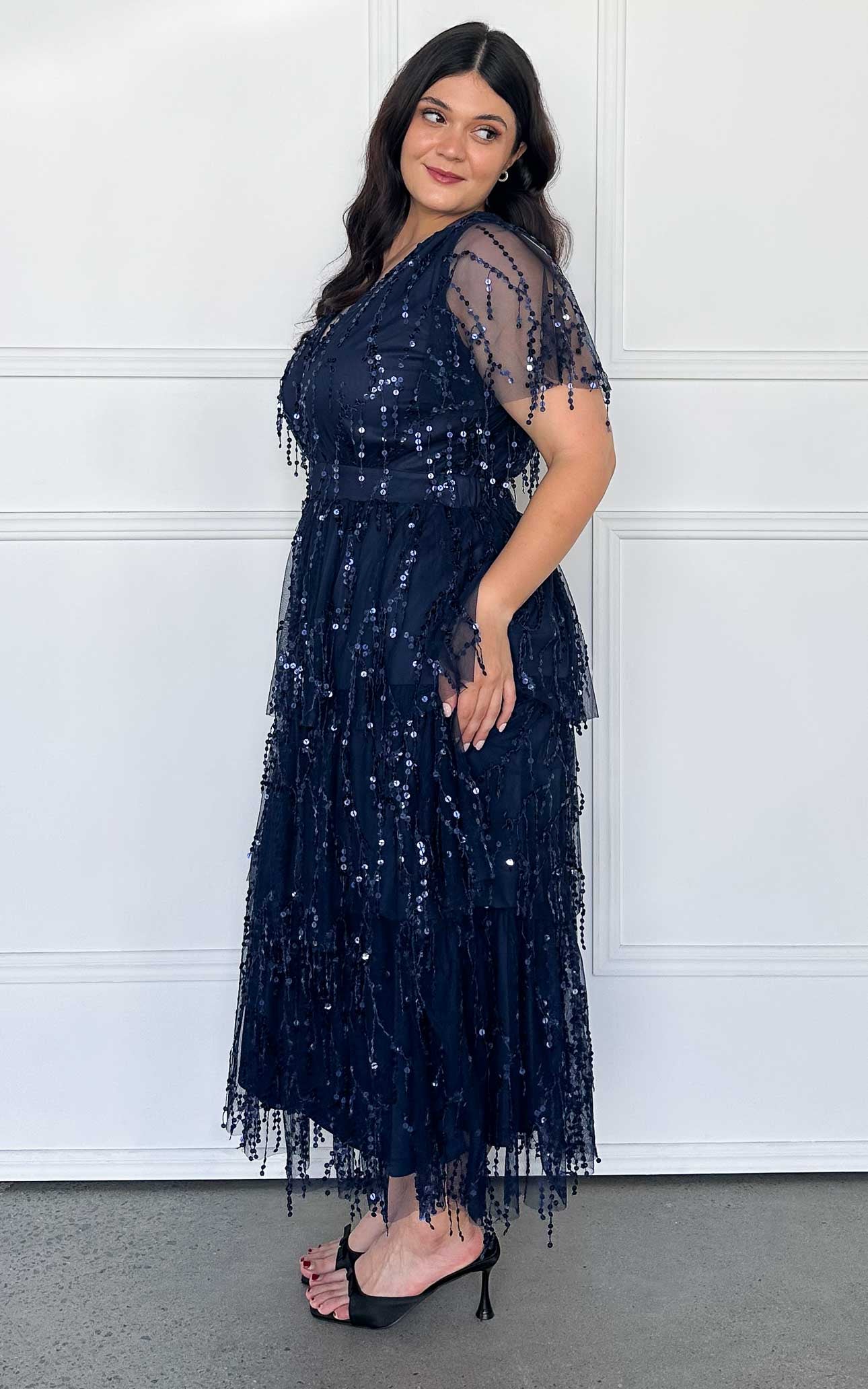Irisa Sequin Maxi Dress - Navy