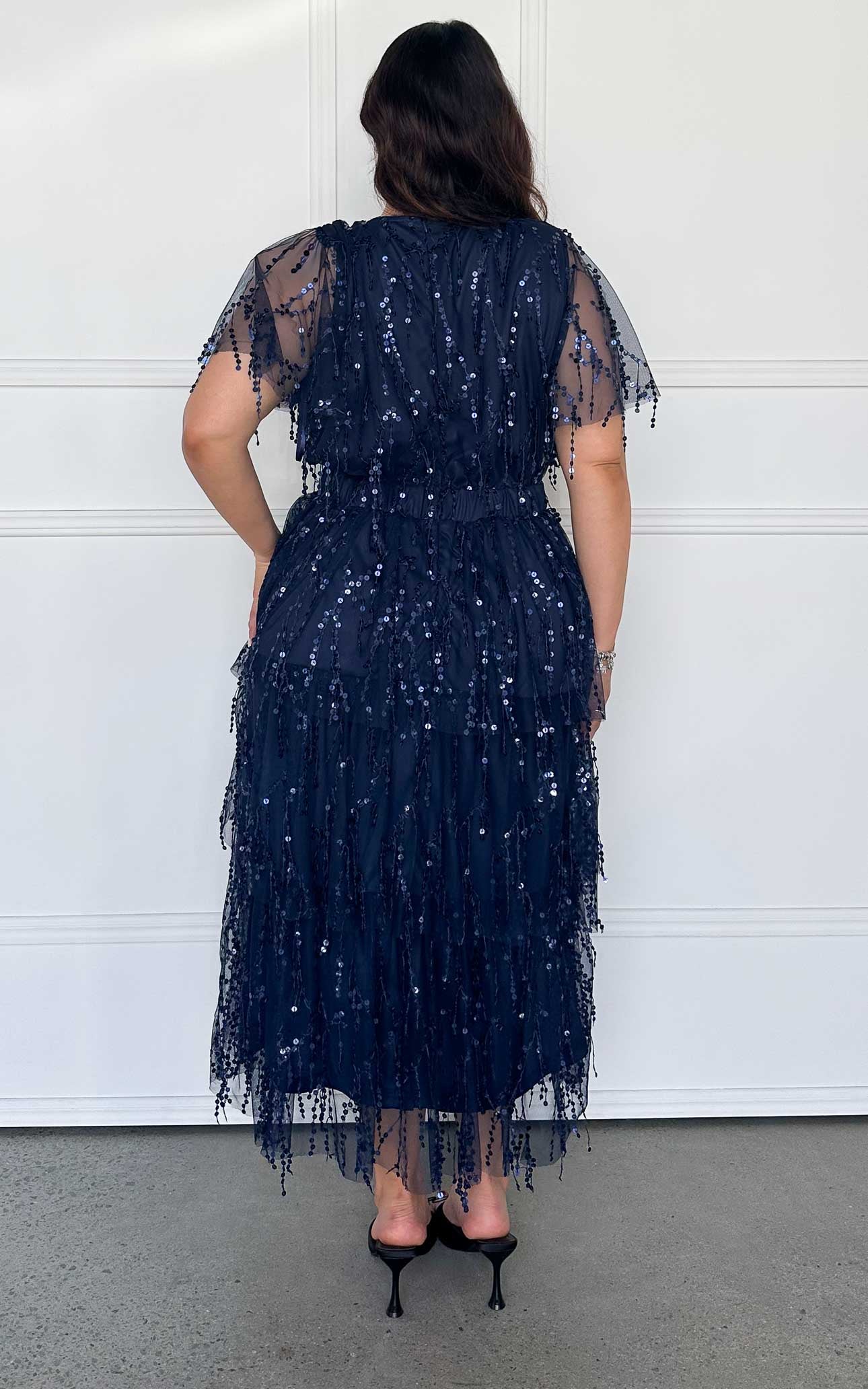 Irisa Sequin Maxi Dress - Navy