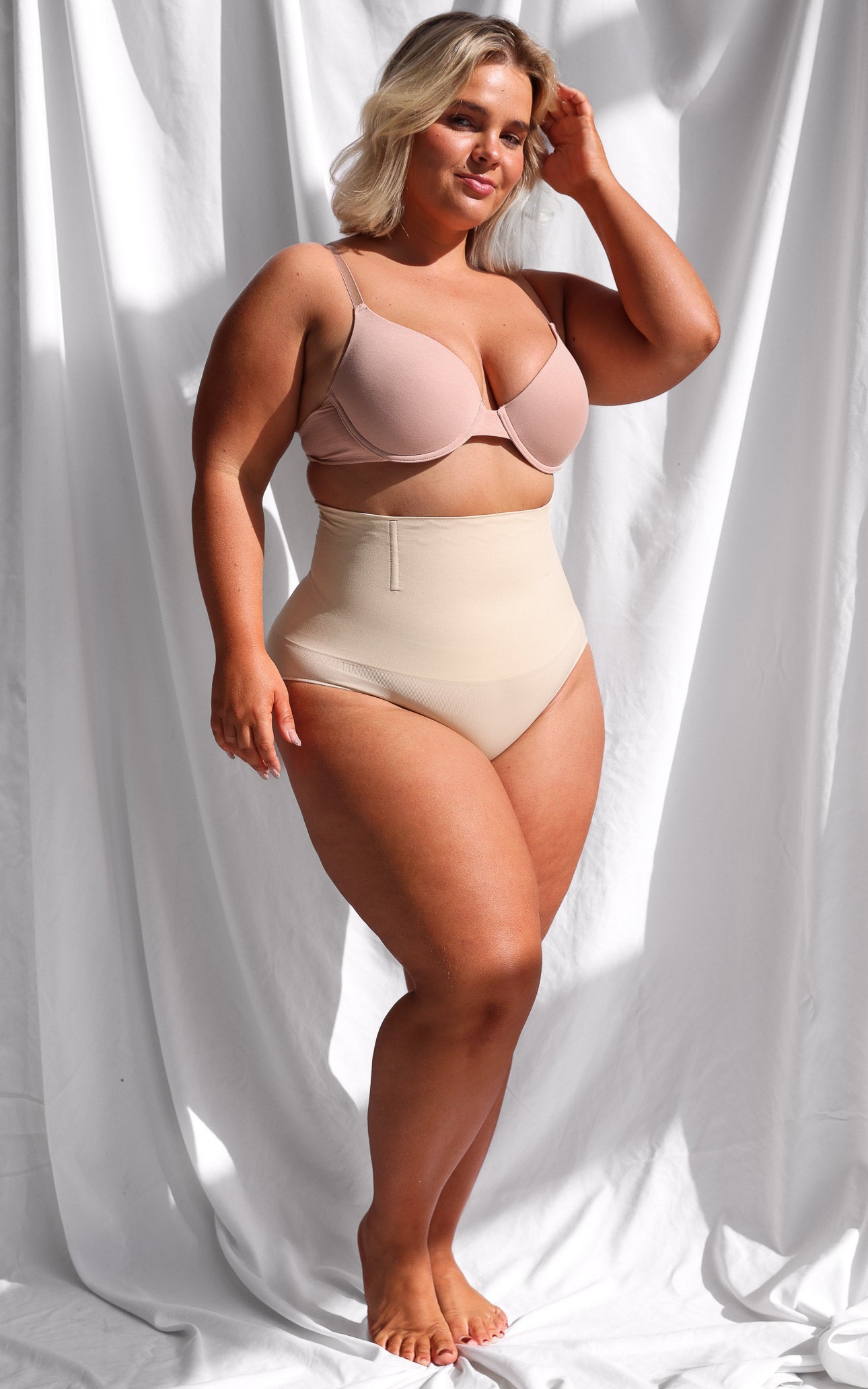 Ingrid High Waisted Boning Shapewear Briefs - Cool Nude