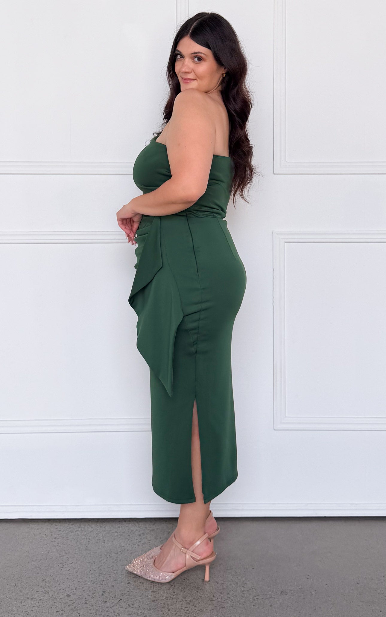 Jacee Midi Dress - Forest Green