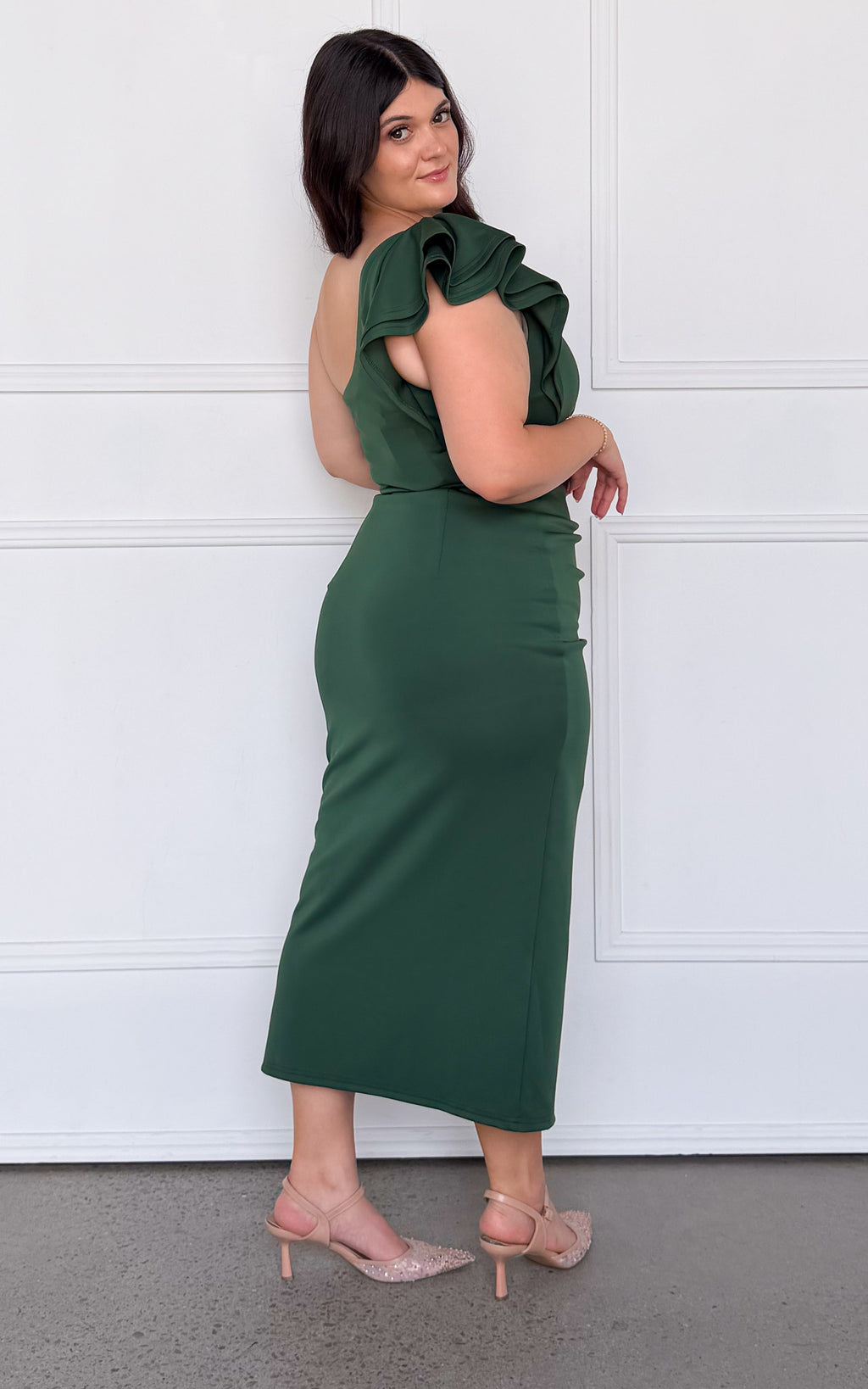 Jacee Midi Dress - Forest Green