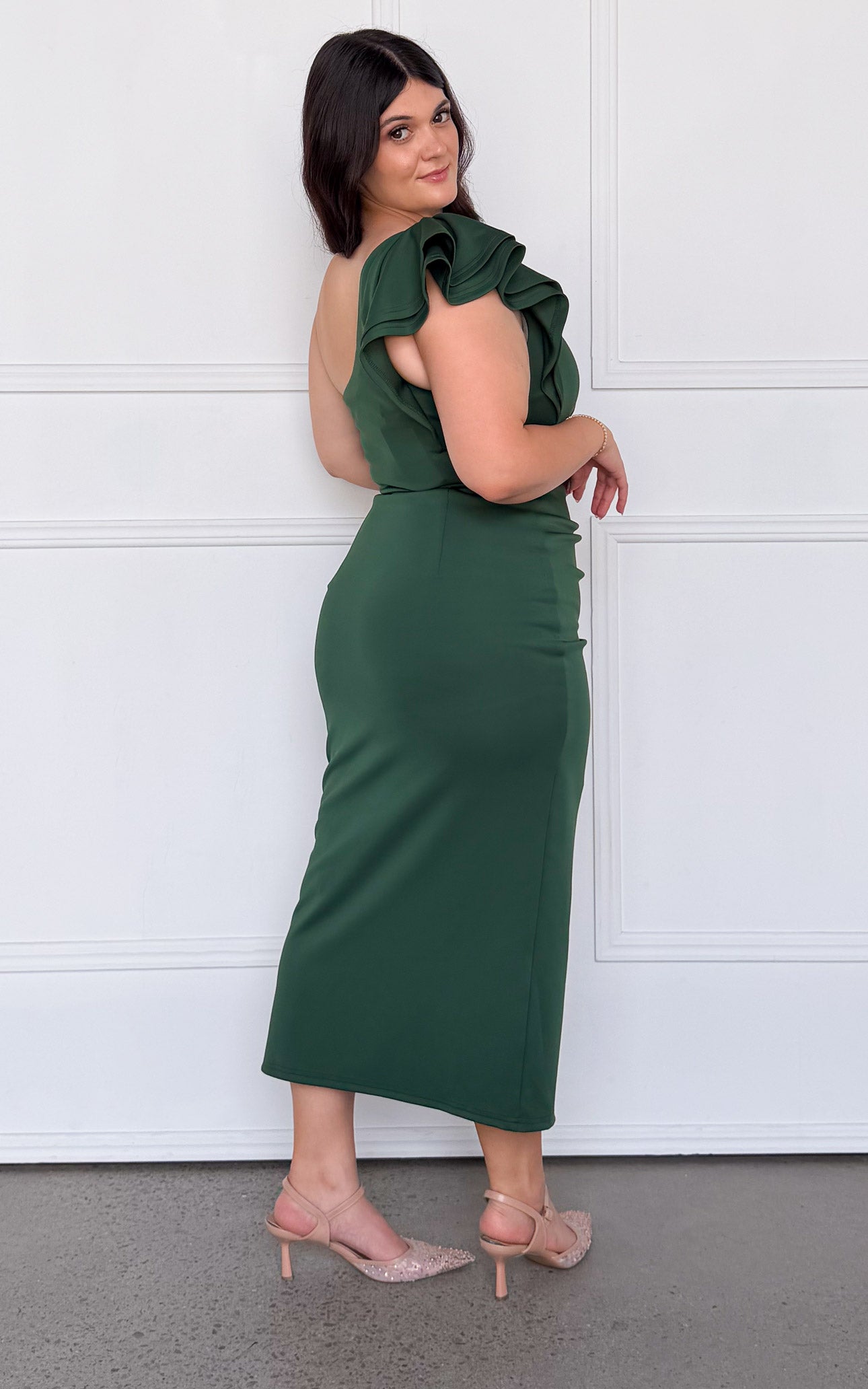 Jacee Midi Dress - Forest Green