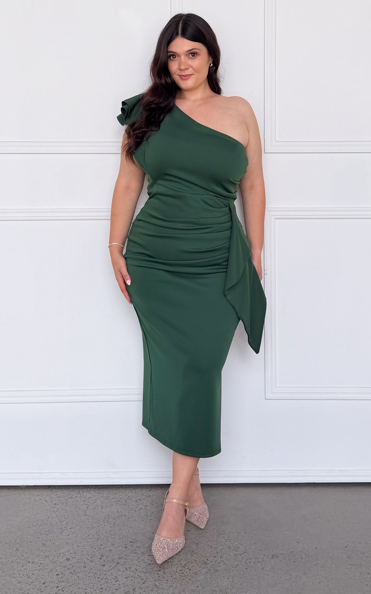 Jacee Midi Dress - Forest Green