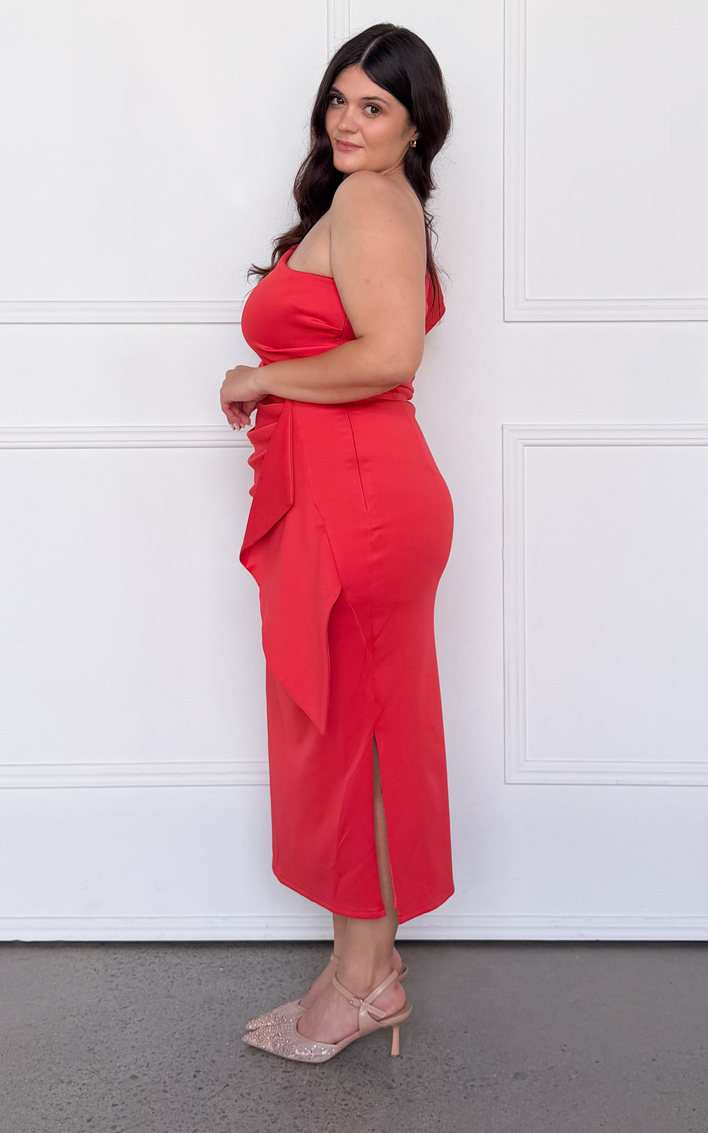 Jacee Midi Dress - Red
