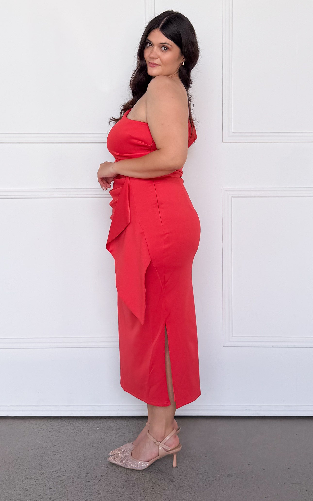 Jacee Midi Dress - Red