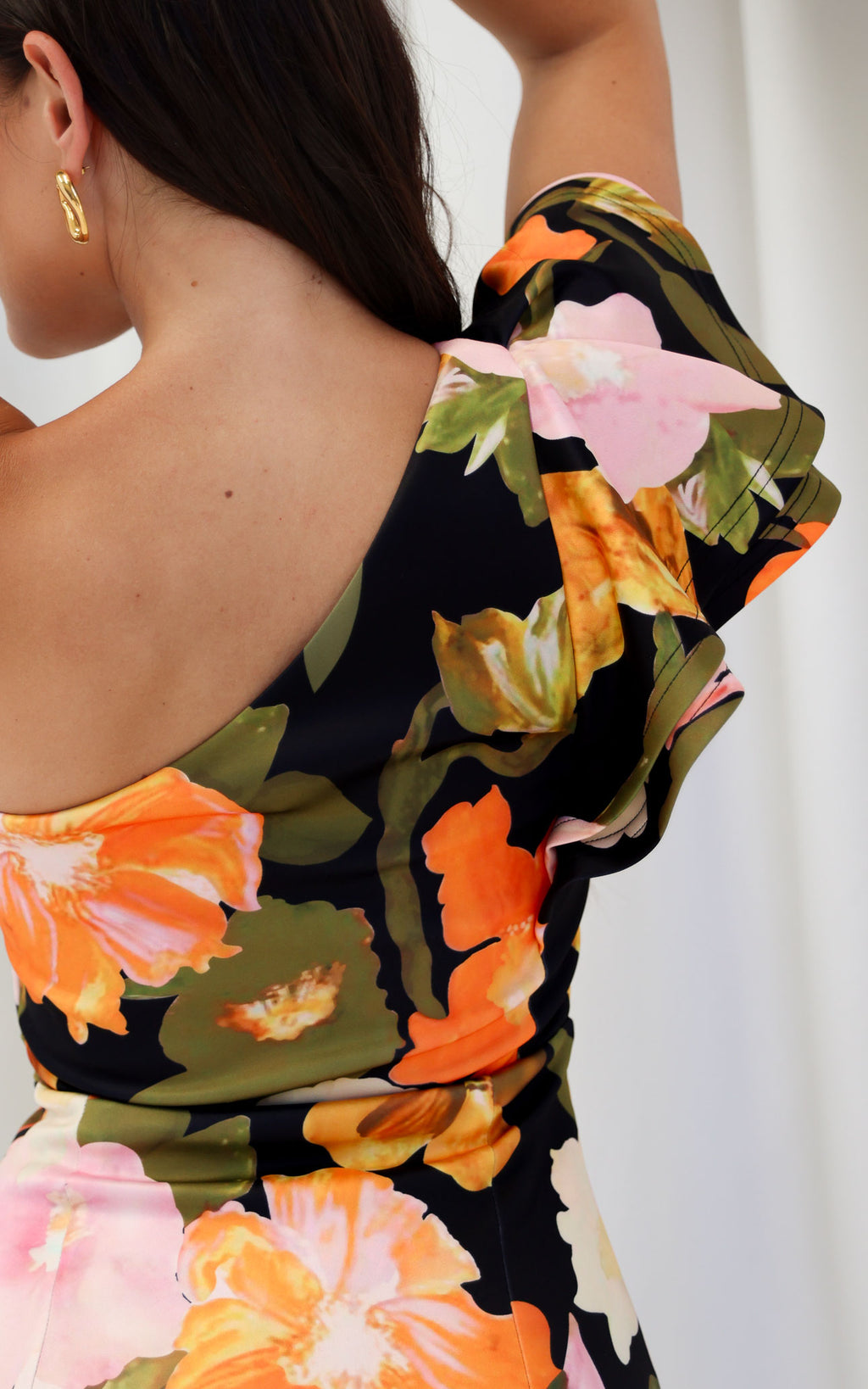 Jacee Midi Dress - Black Multi Floral