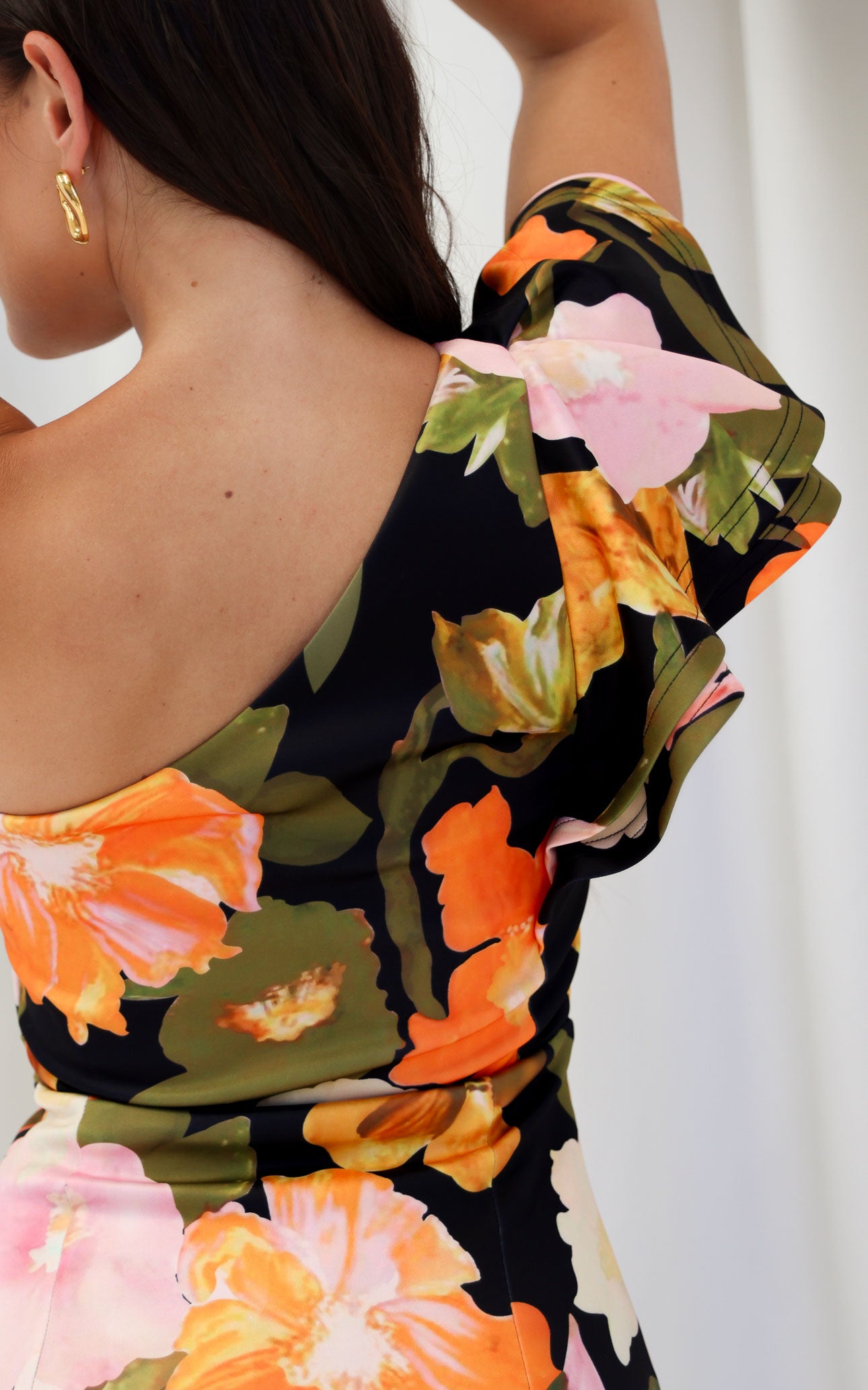 Jacee Midi Dress - Black Multi Floral