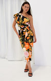 Jacee Midi Dress - Black Multi Floral