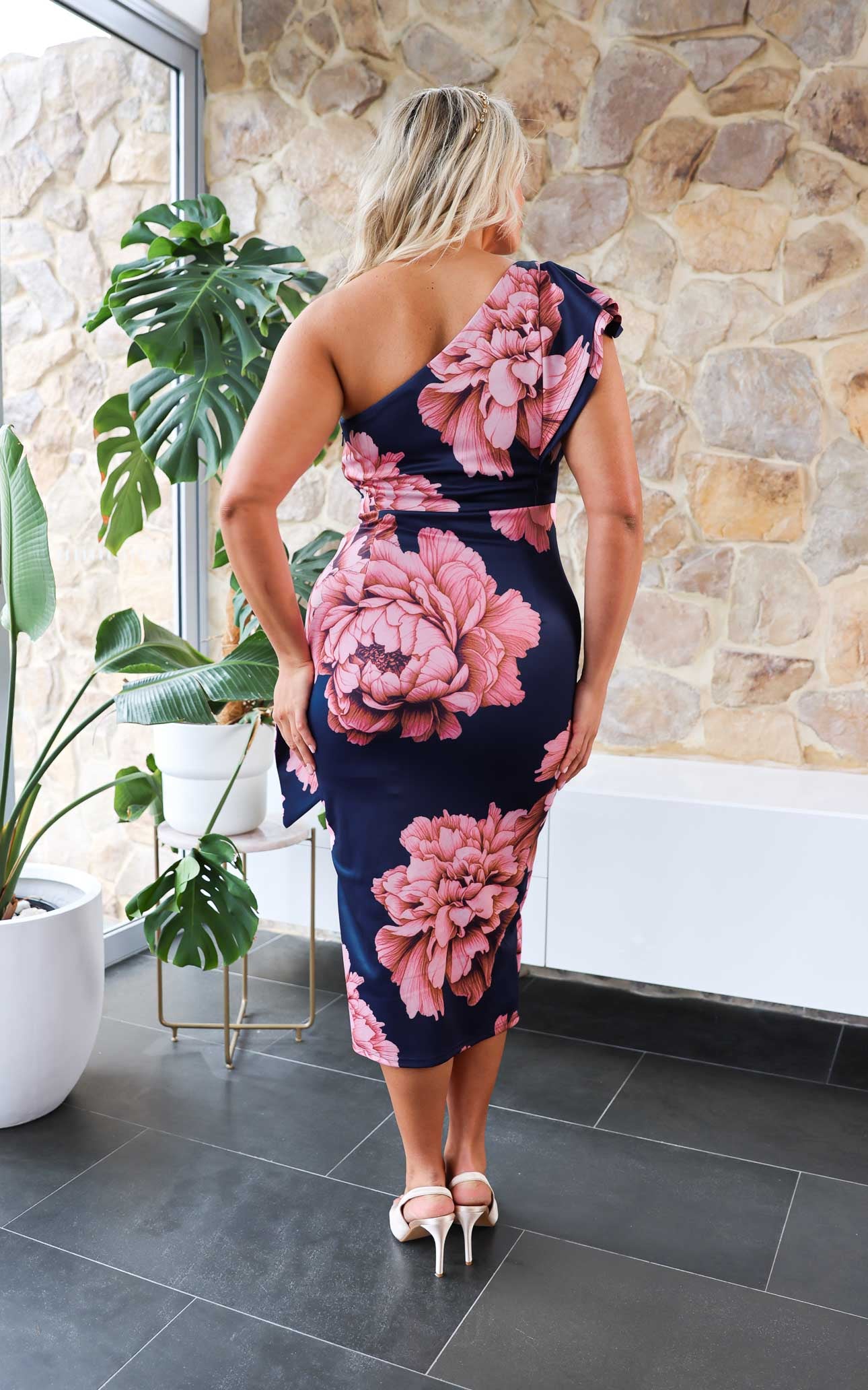 Jacee Midi Dress - Navy Pink Floral