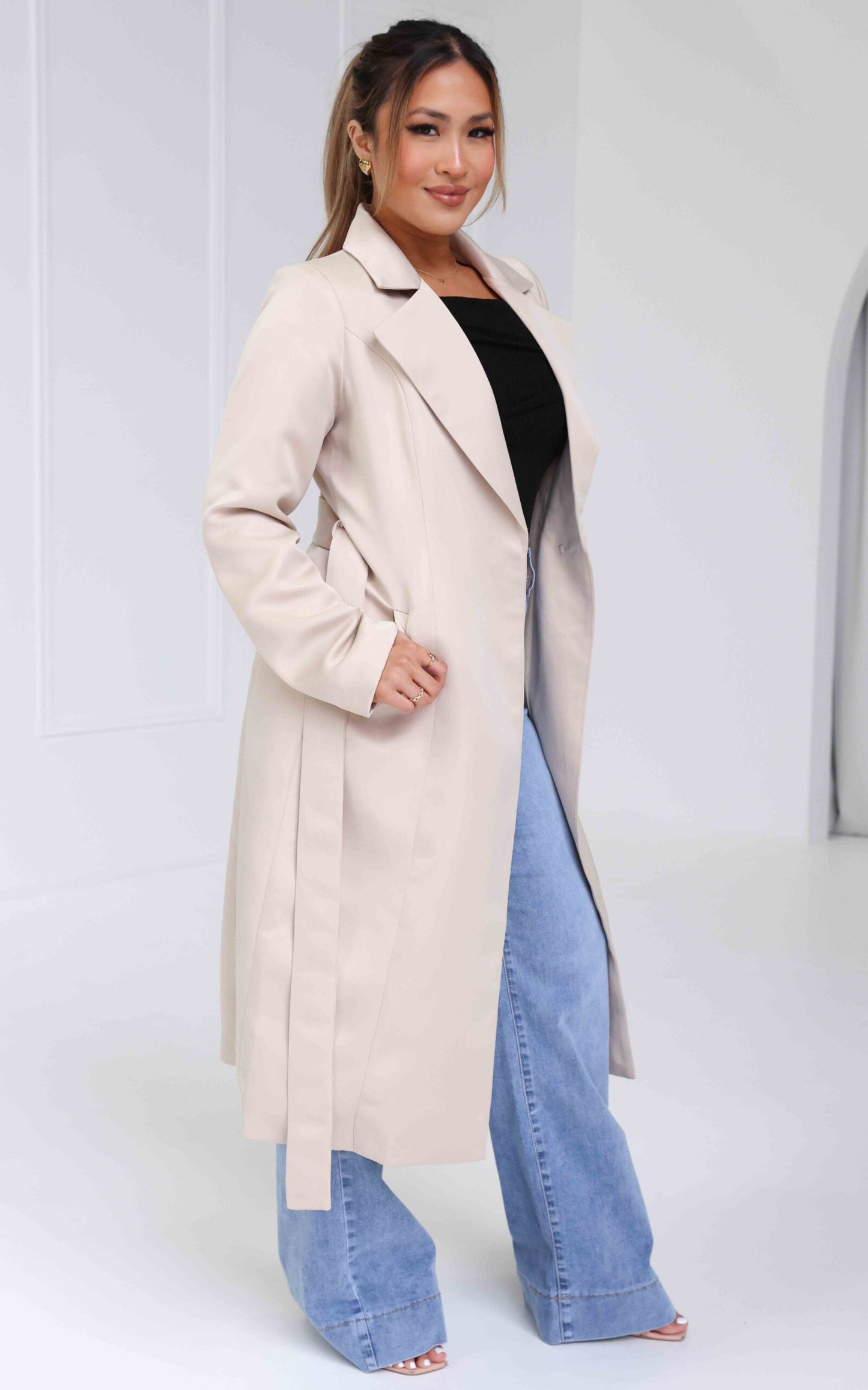 Jackson Longline Coat - Sand Beige