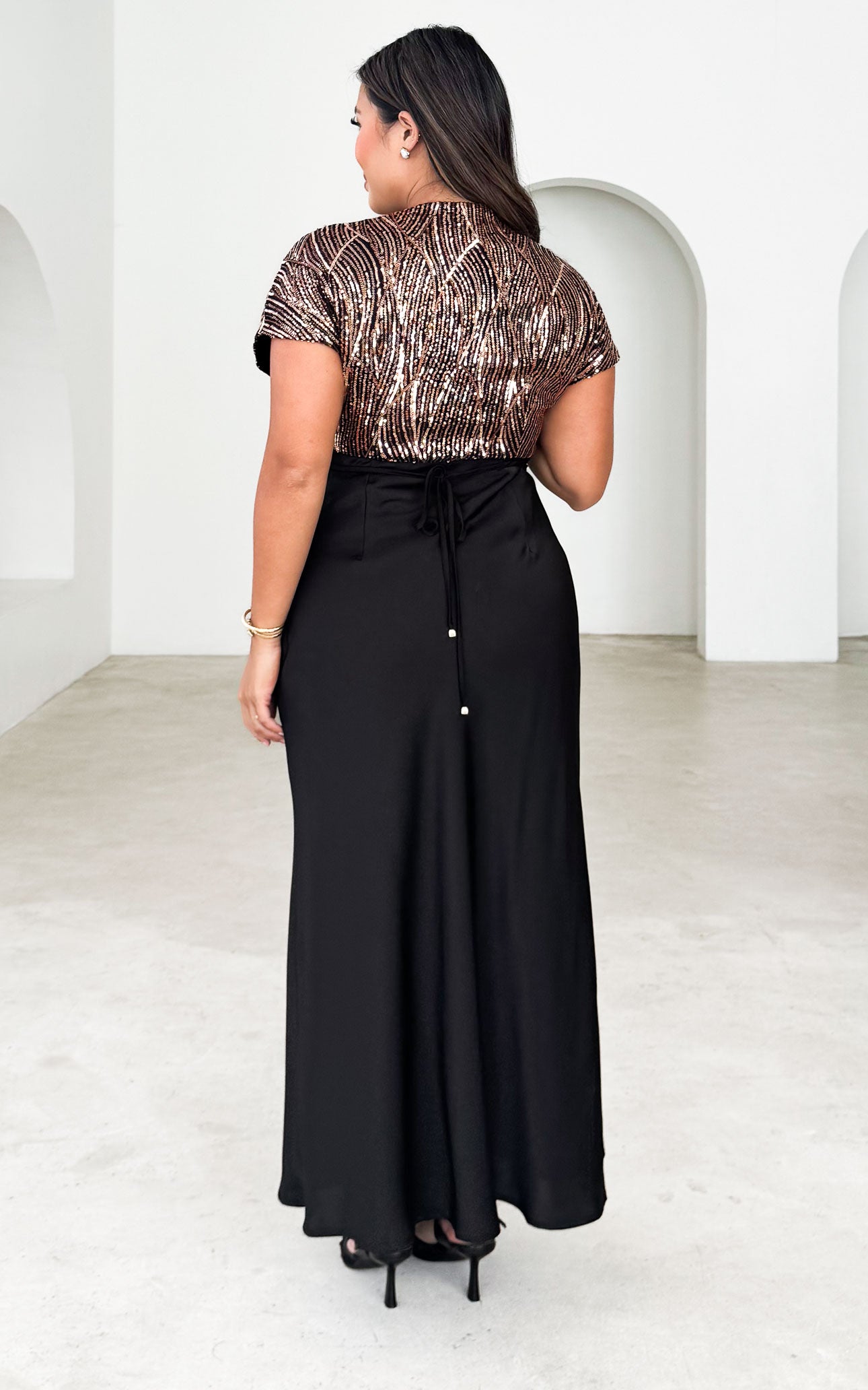 Jacqueline Maxi Dress - Black Bronze Sequin
