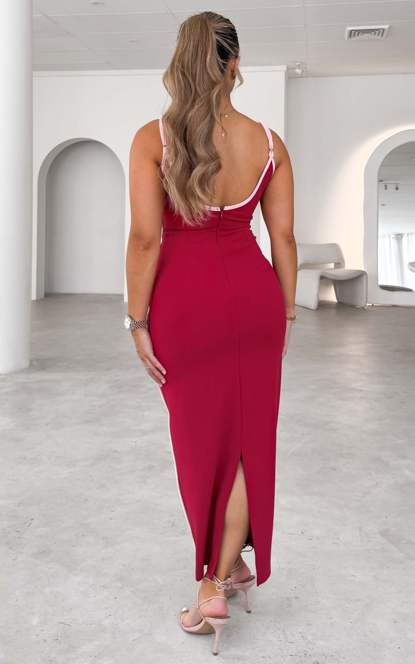 Jacqui Maxi Dress - Deep Red Blush