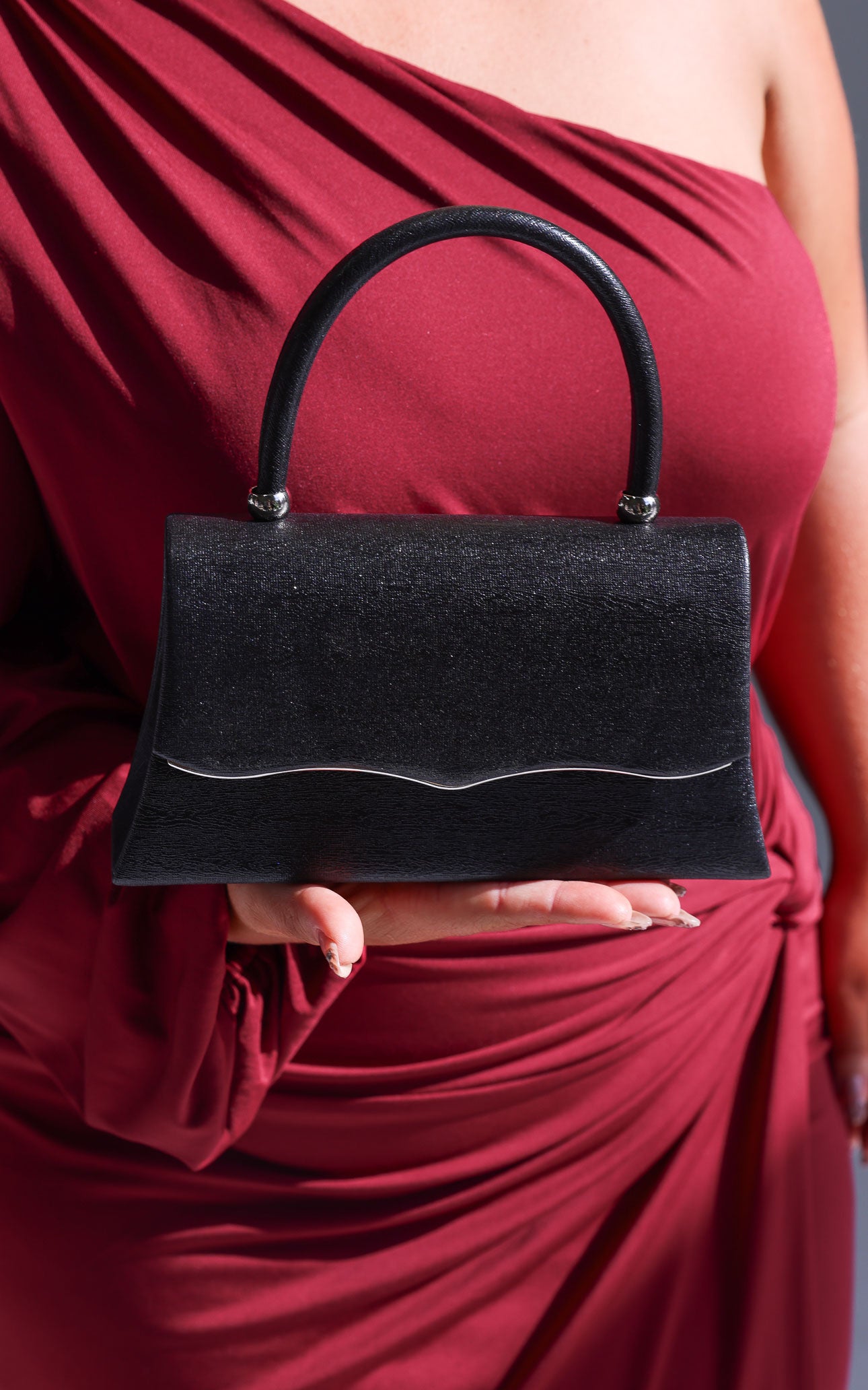 Jalisa Texture Bag - Black Sheen