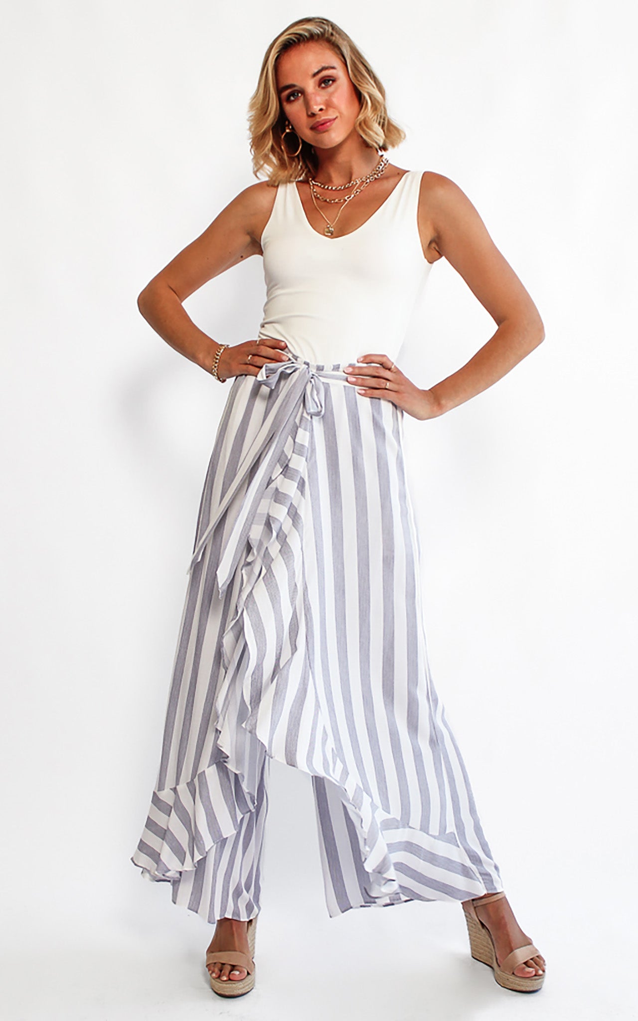 Jamina Pants - Denim Blue Stripes