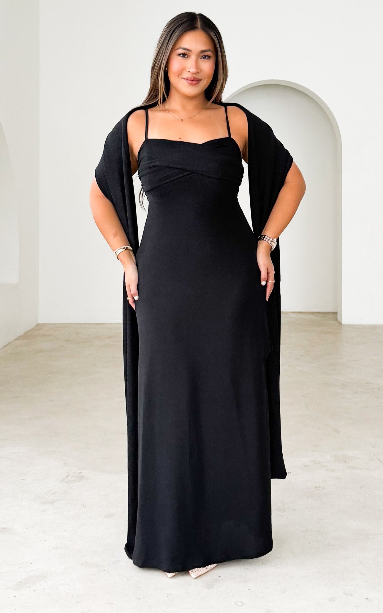 Jasalina Maxi Dress - Black Metallic