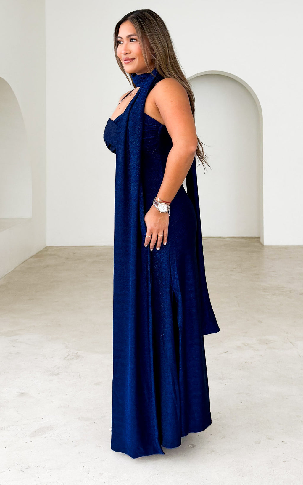 Jasalina Maxi Dress - Blue Metallic