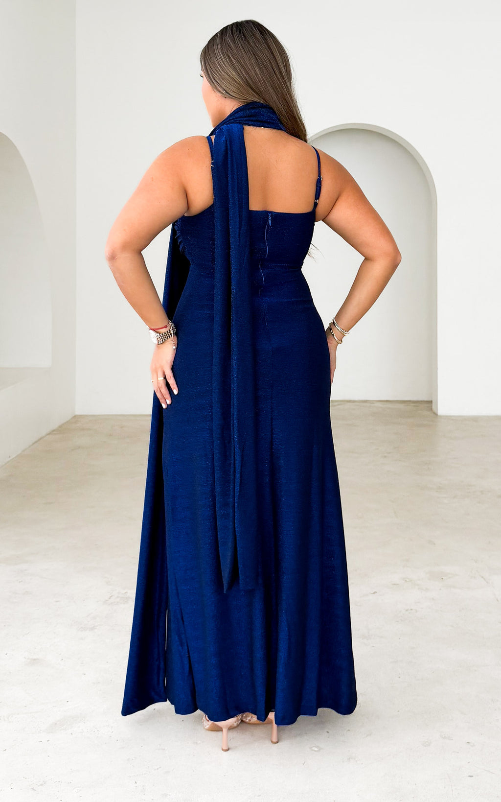 Jasalina Maxi Dress - Blue Metallic