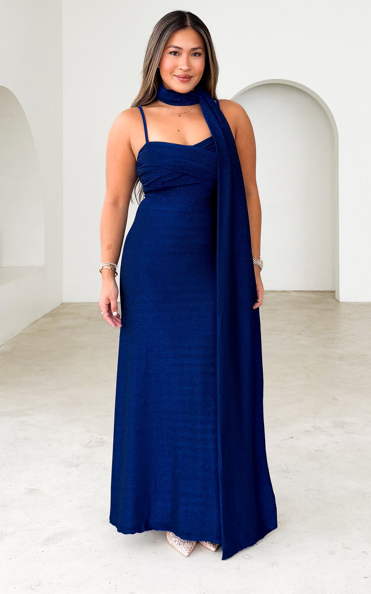 Jasalina Maxi Dress - Blue Metallic