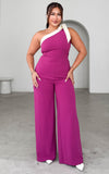 Jaskier Wide Leg Jumpsuit - Plum Cream