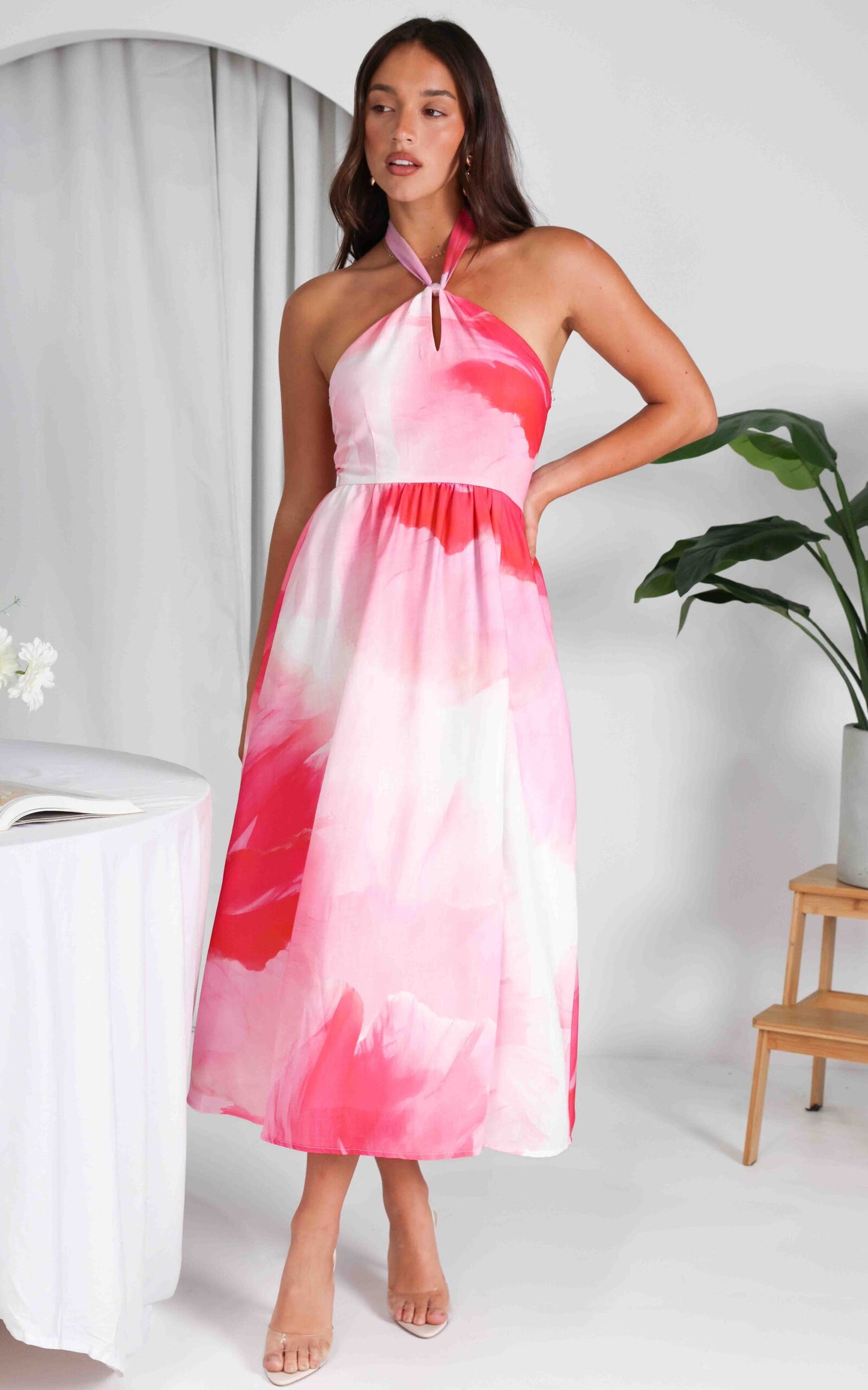 Jasmine Midi Dress - Pink Floral