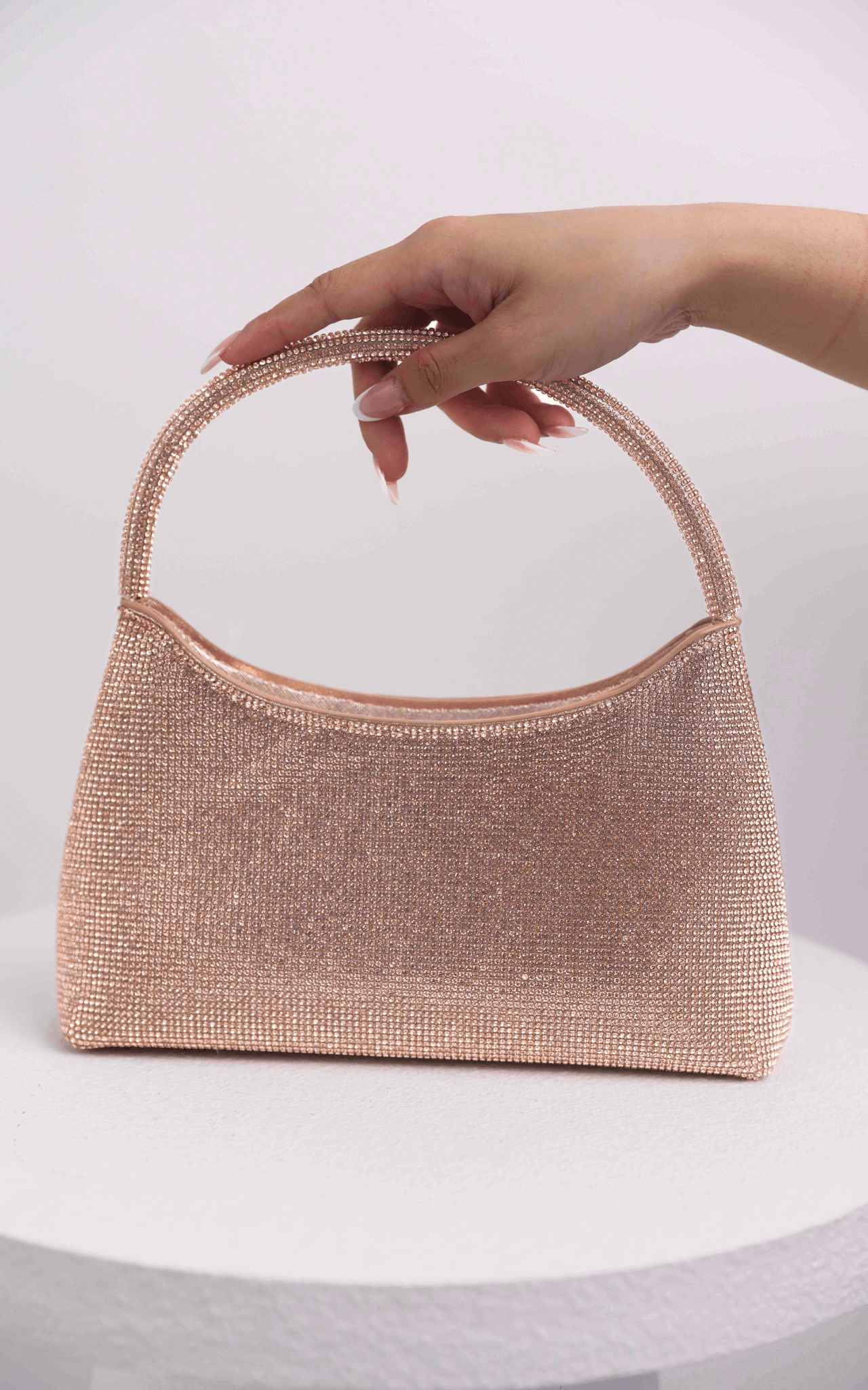 Jayda Rhinestone Bag - Rose Champagne