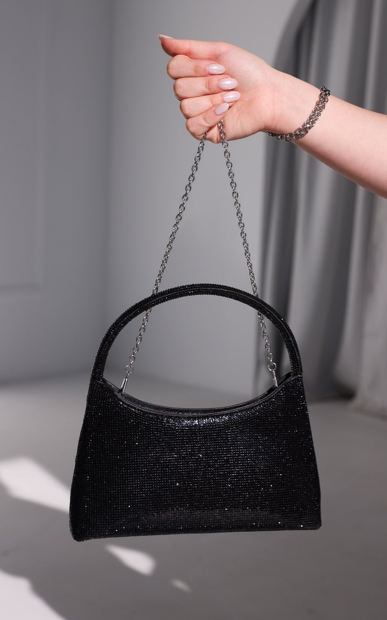 Jayda Rhinestone Bag - Black