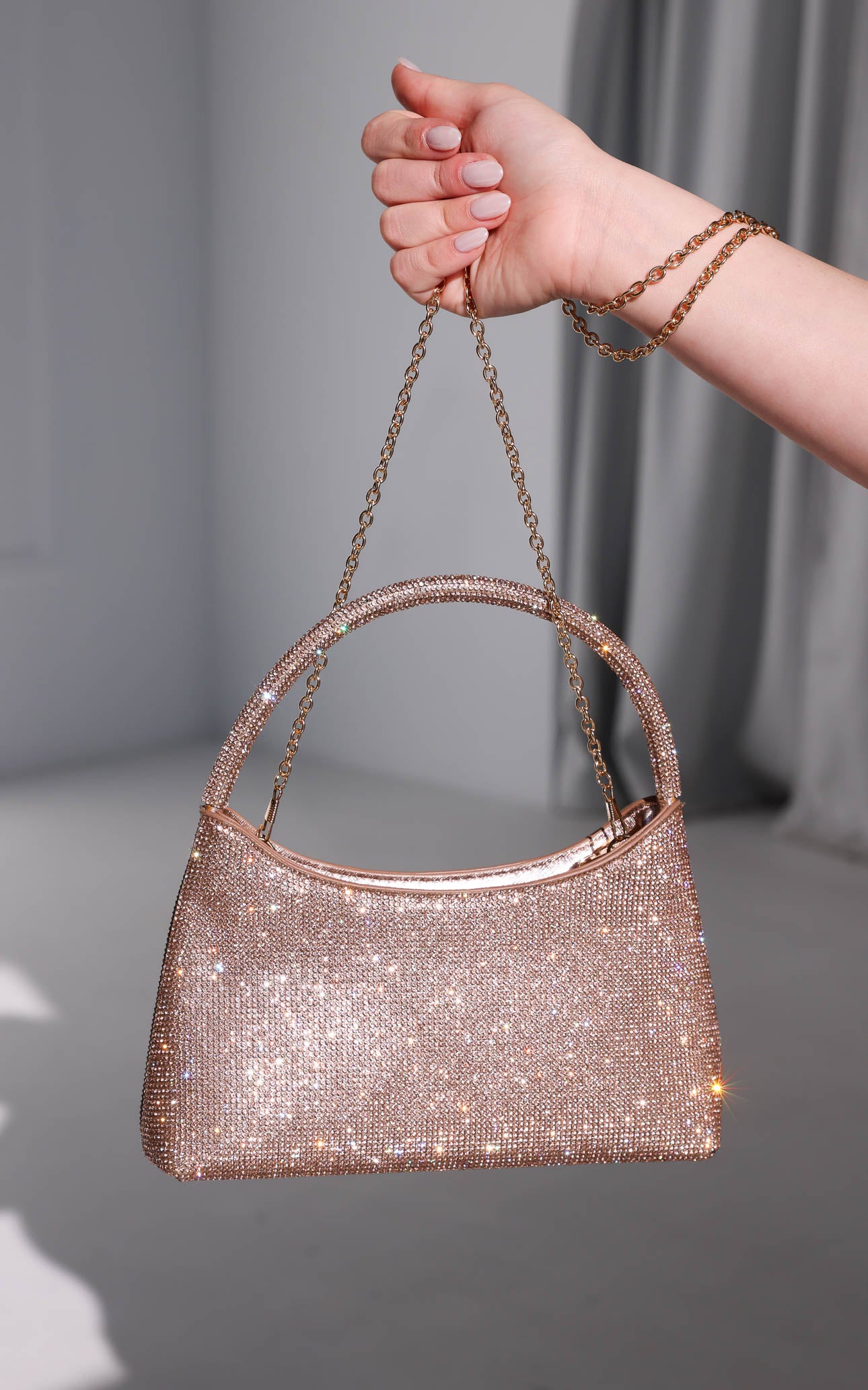 Jayda Rhinestone Bag - Rose Champagne