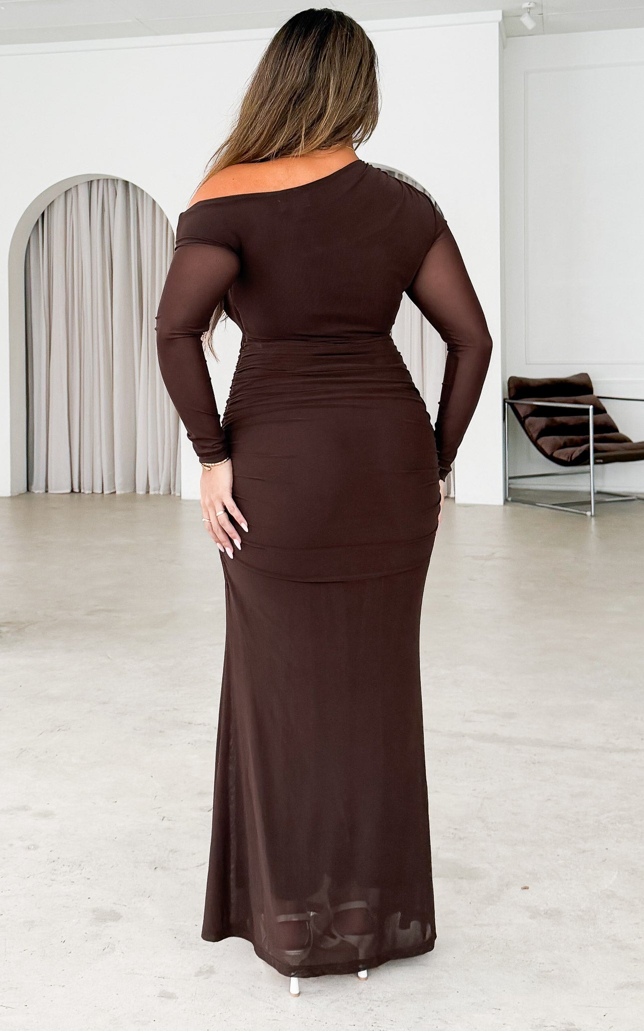 Suzette Mesh Maxi Dress - Chocolate Brown