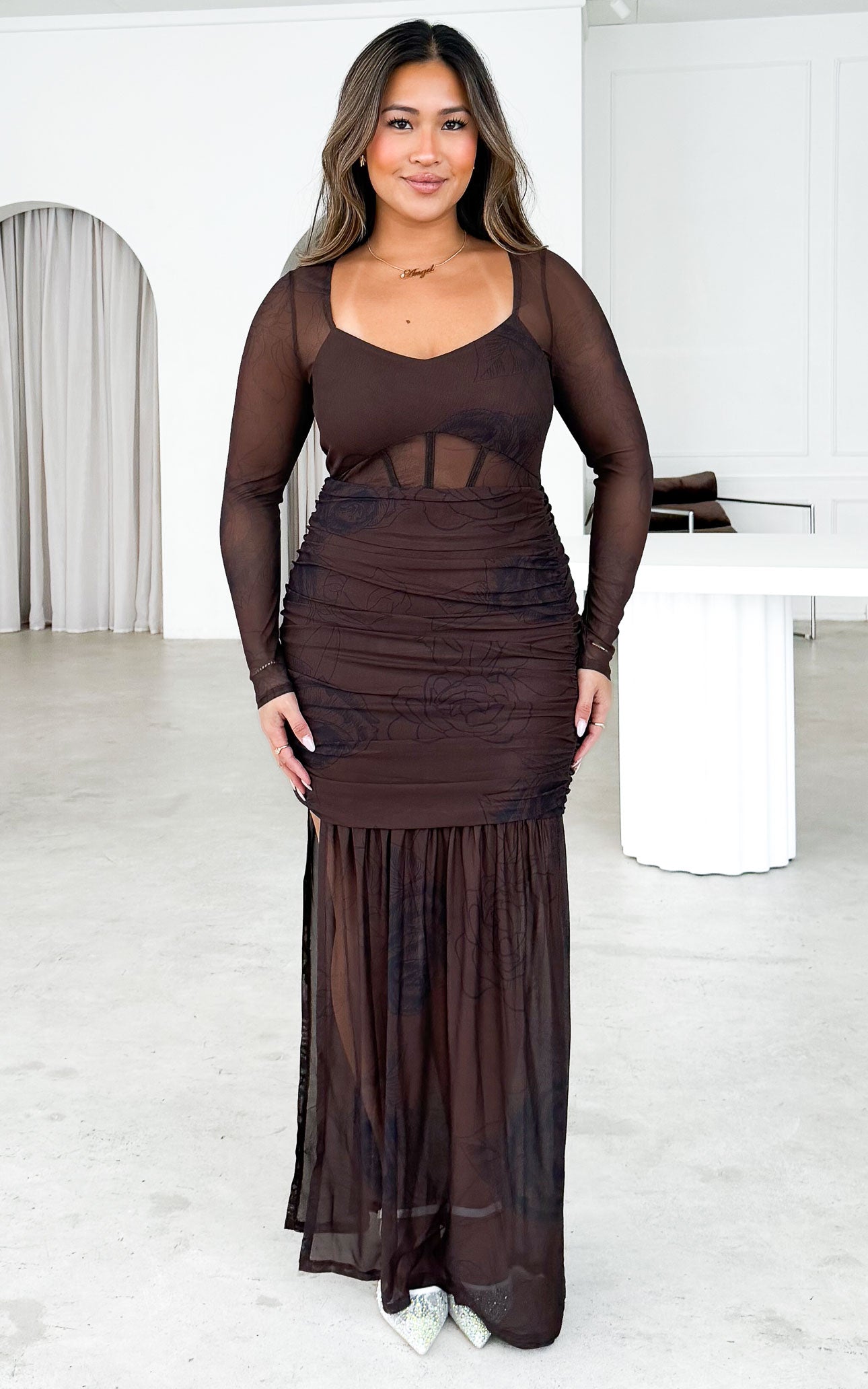 Reney Maxi Dress - Brown Floral
