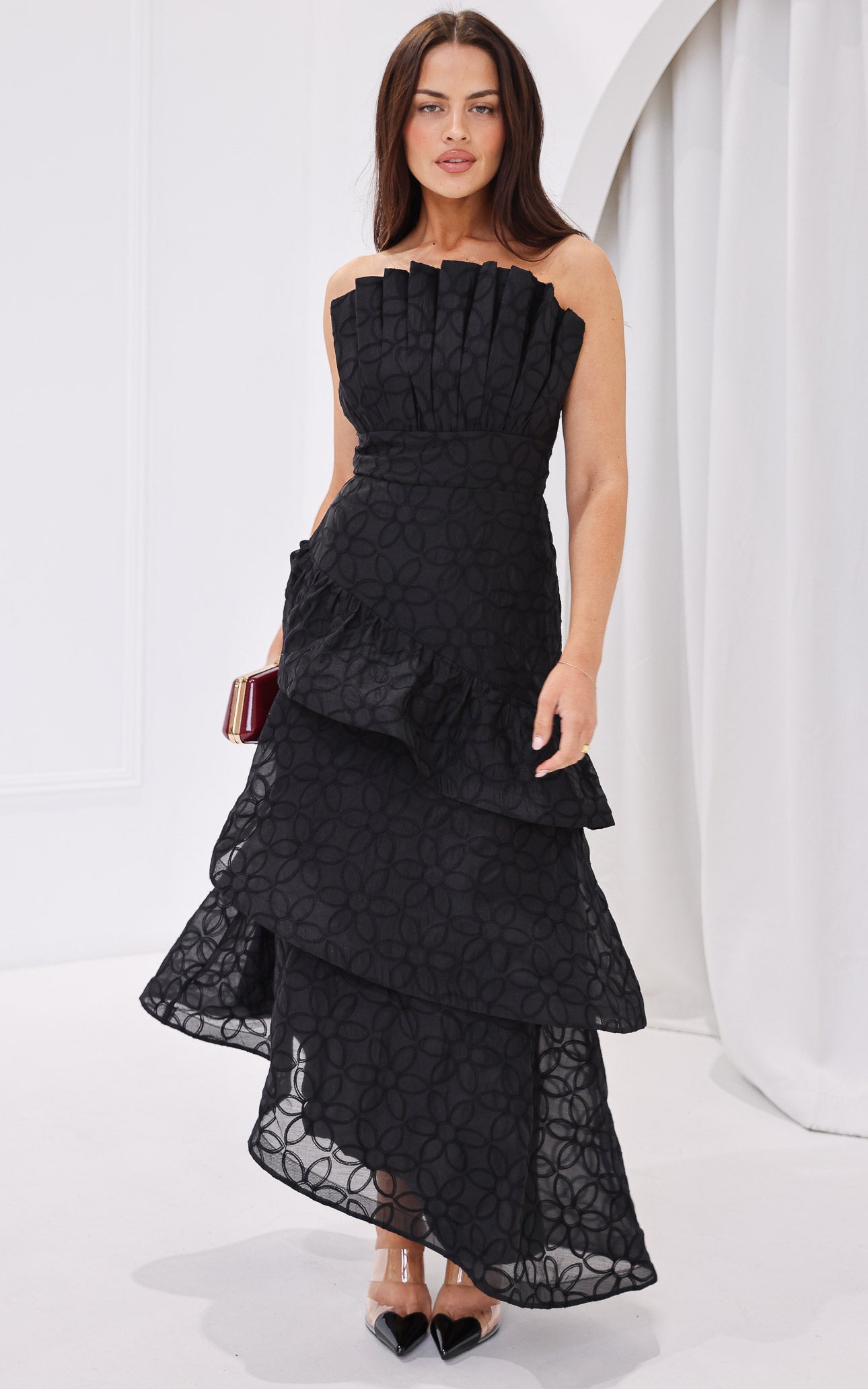Bradshaw Midi Dress - Black Floral Texture