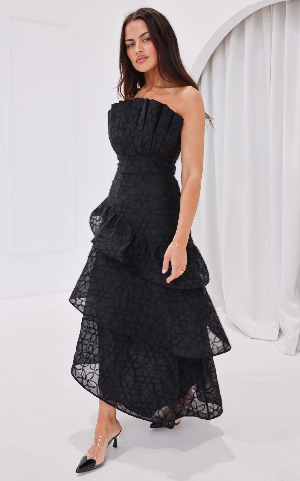 Bradshaw Maxi Dress - Black Floral Texture