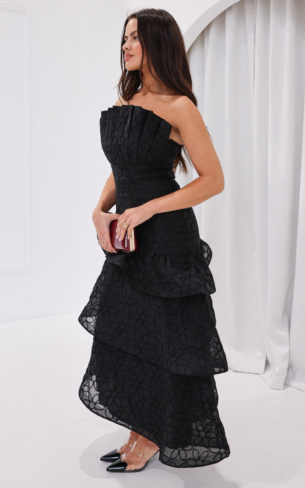 Bradshaw Maxi Dress - Black Floral Texture