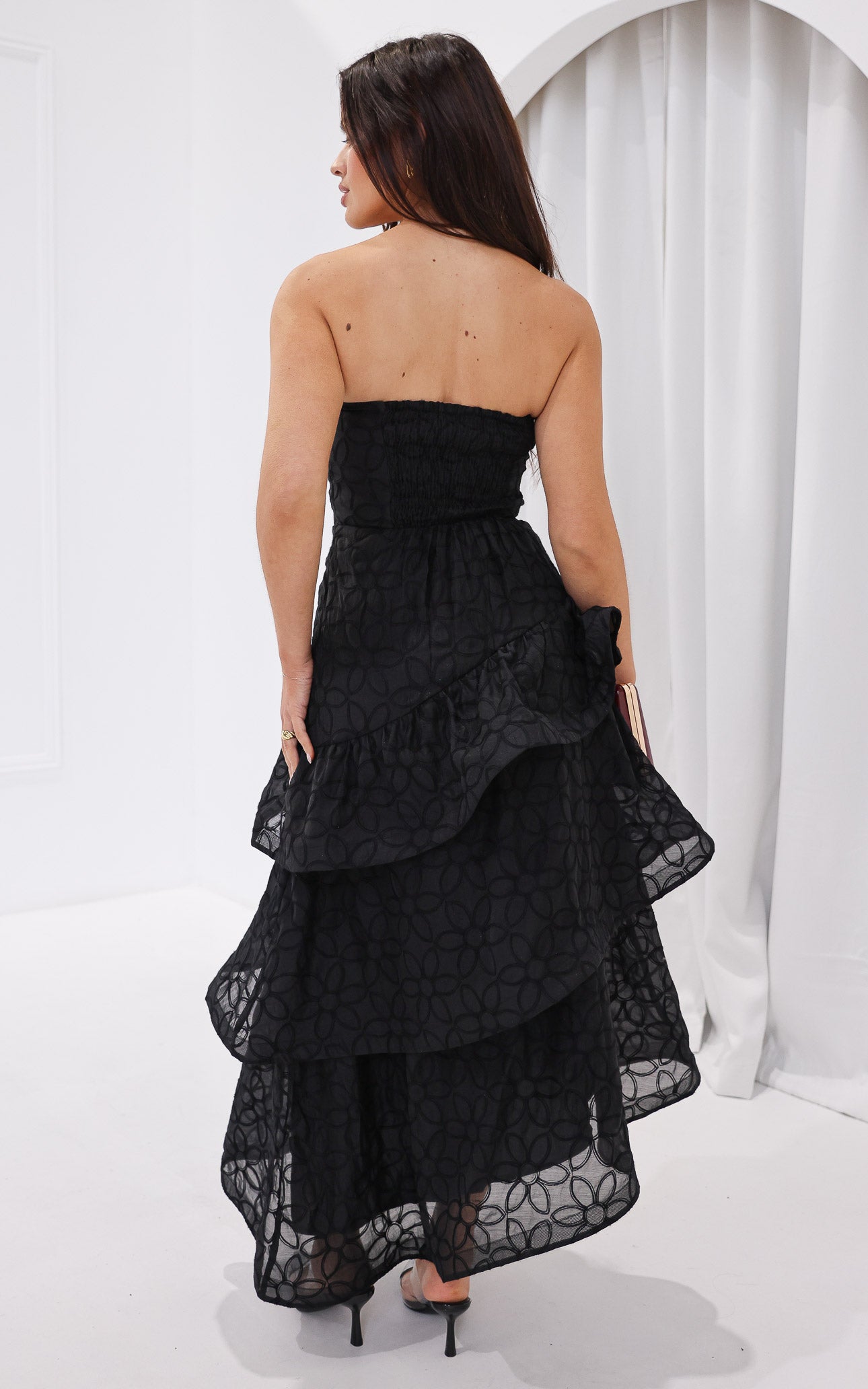 Bradshaw Maxi Dress - Black Floral Texture