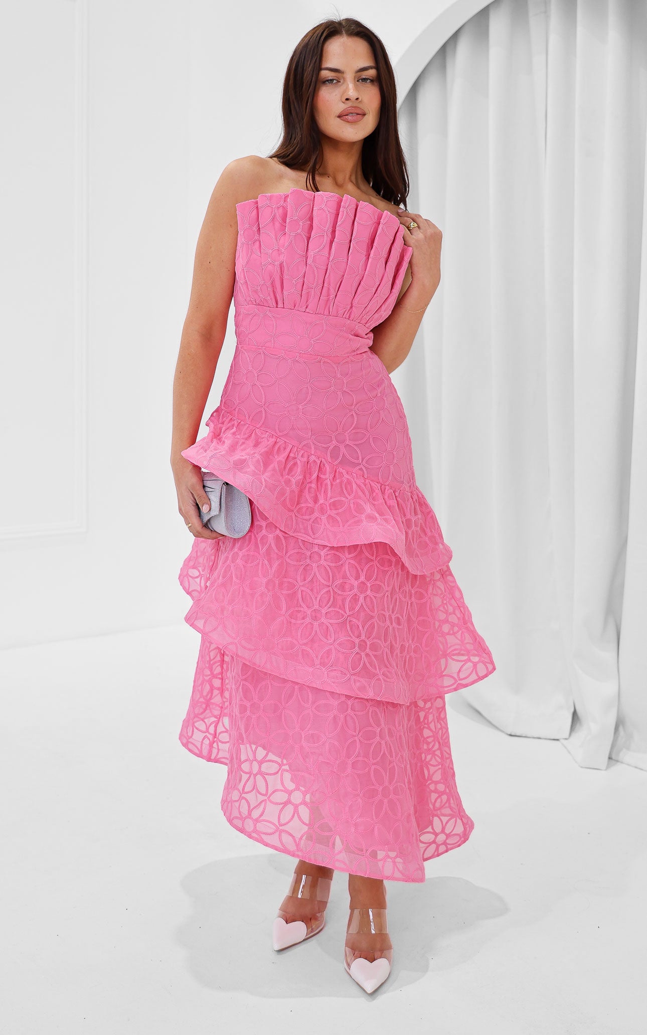 Bradshaw Maxi Dress - Pink Floral Texture