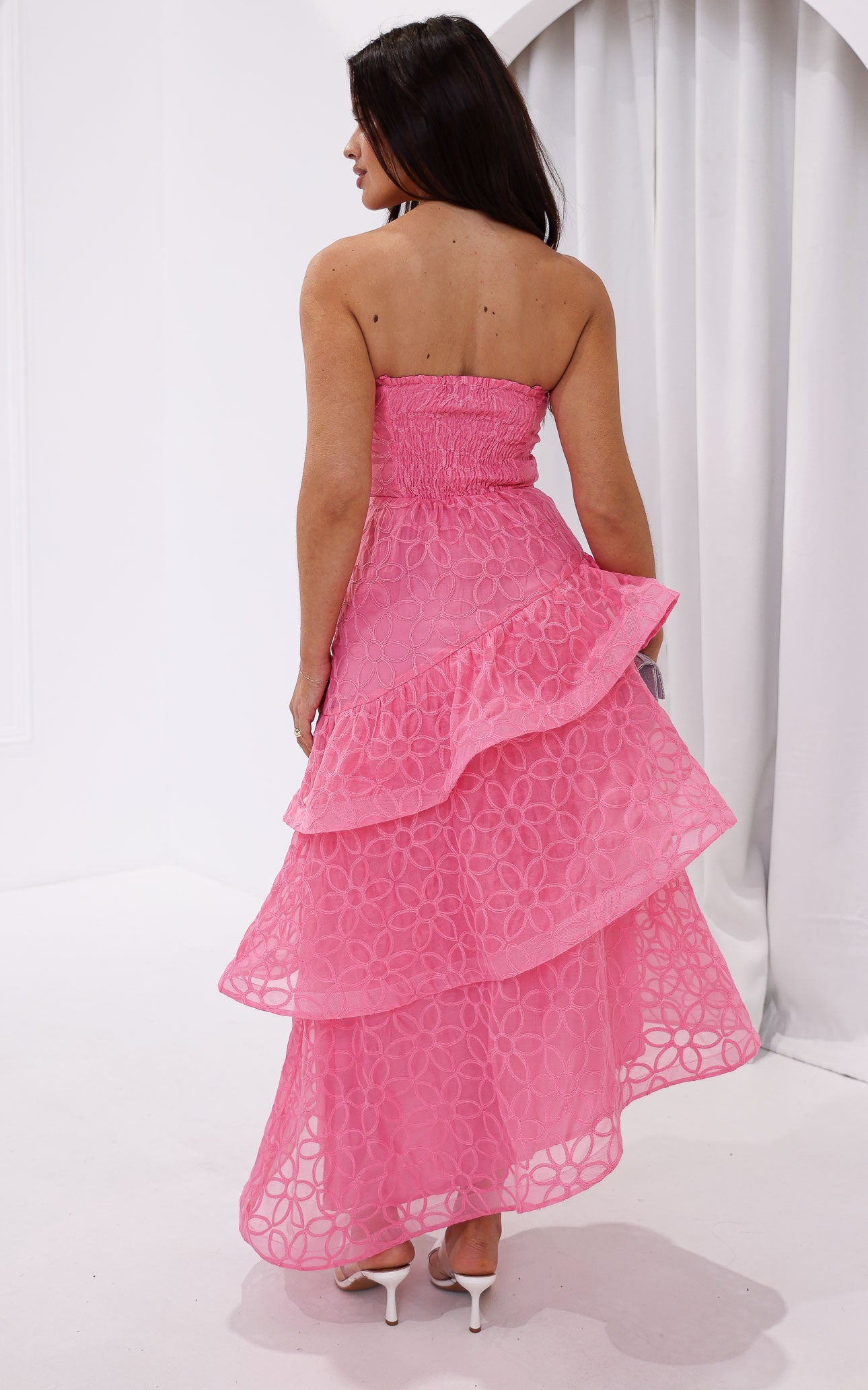 Bradshaw Midi Dress - Hot Pink Floral Texture
