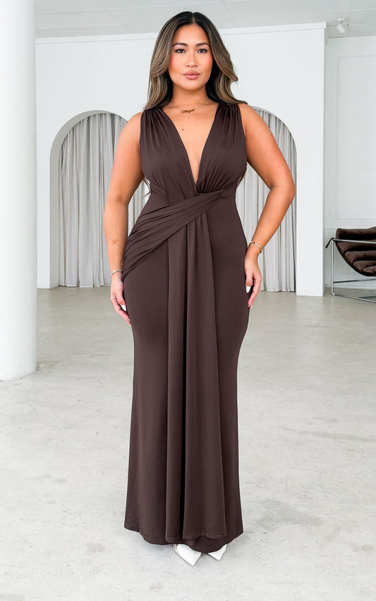 Letitia Maxi Dress - Dark Chocolate Brown