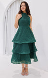 Lilibeth Midi Dress - Emerald Green Floral Texture