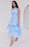 Lilibeth Midi Dress - Light Blue Floral Texture