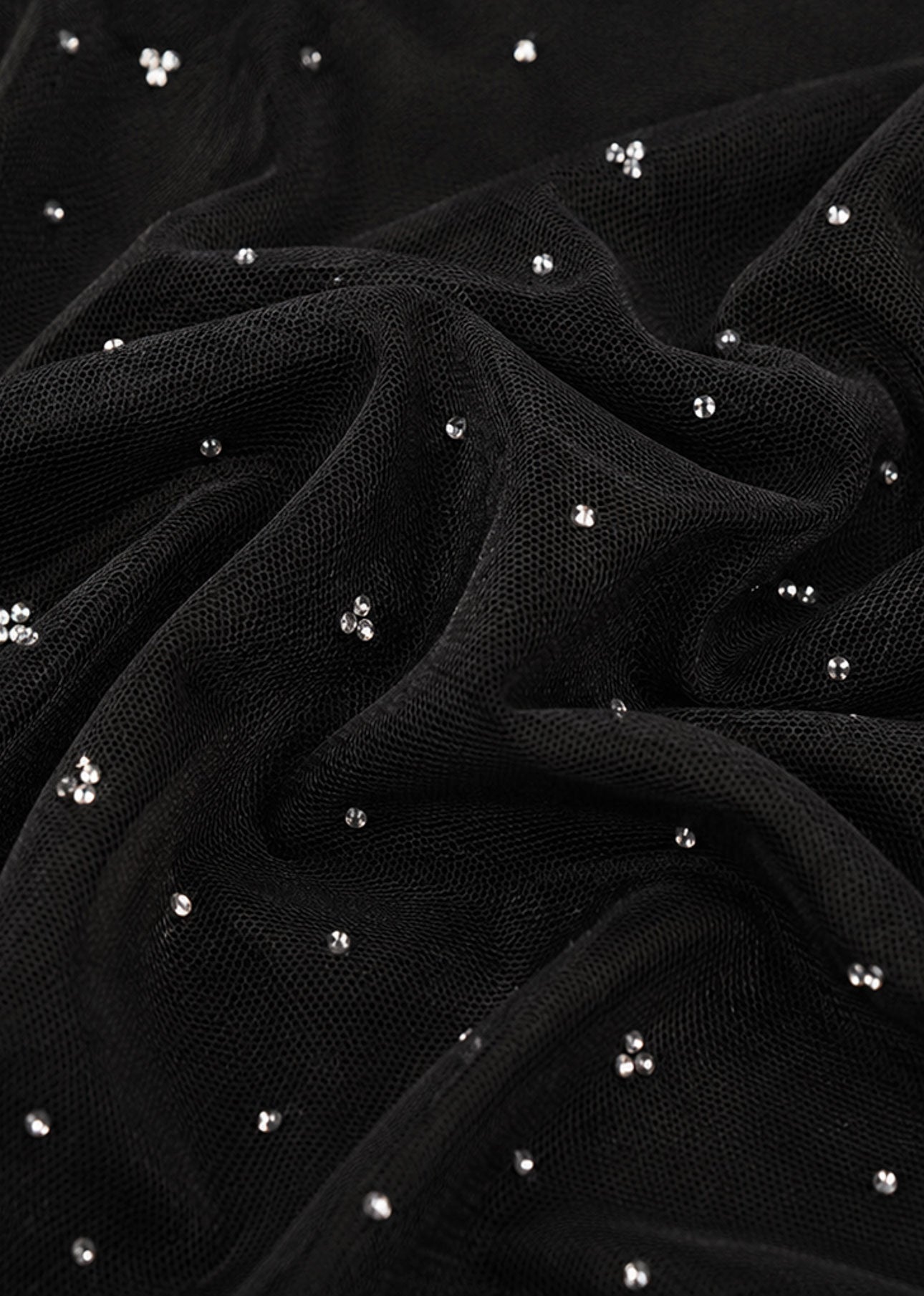 Lennyn Embellished Mesh Crop Top - Black