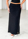 Lennyn Embellished Mesh Maxi Skirt - Black