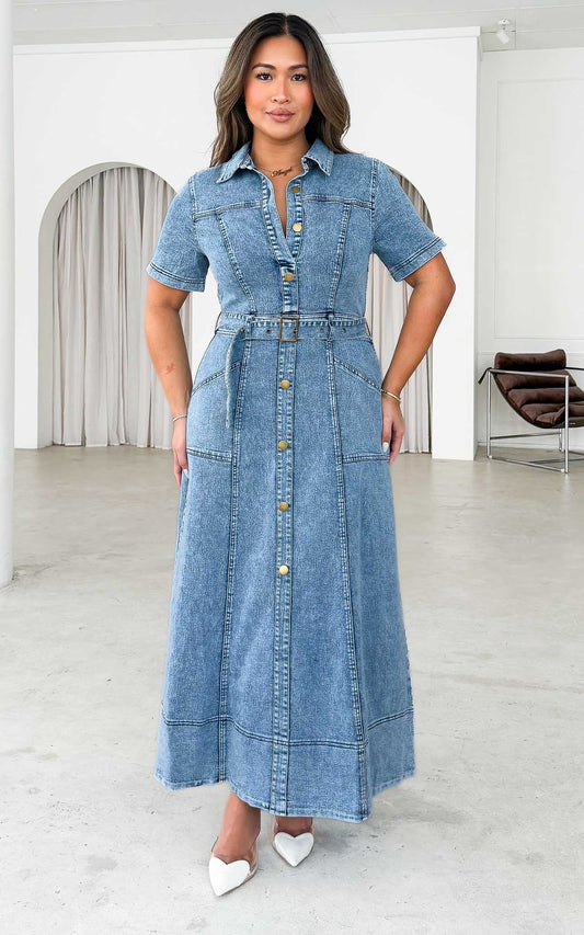 Otis Denim Maxi Dress - Blue