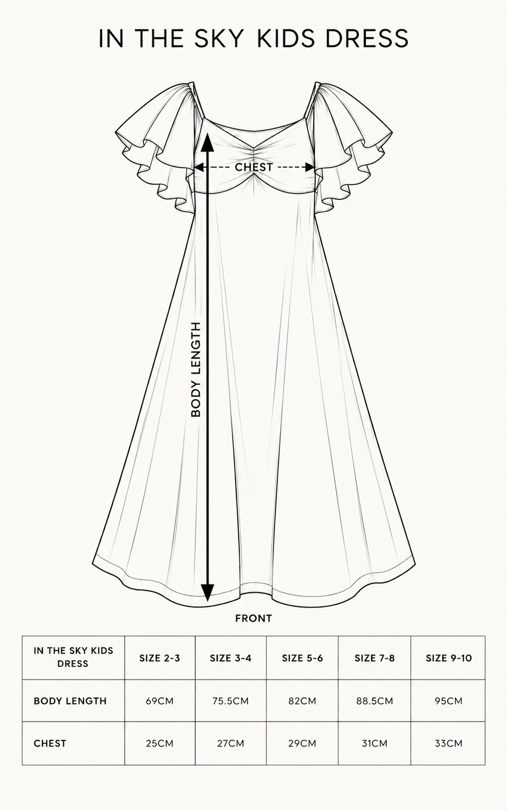 In The Sky Kids Dress - Bone