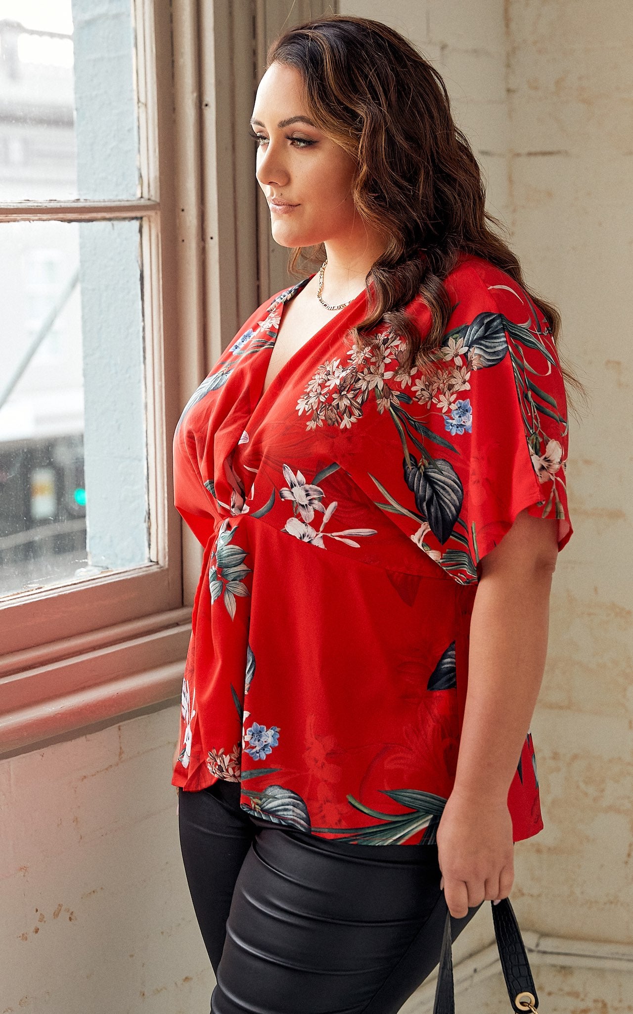 Jenette Top - Red Floral